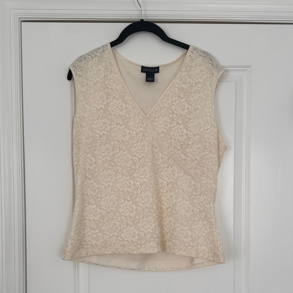 Ann Taylor Ivory Lace Sleeveless Blouse